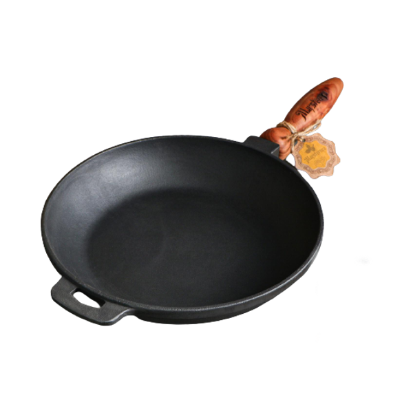 Cast-iron pan 26*6 cm (wooden handle, glass lid)