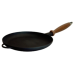 Pancake pan with wooden handle