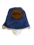 Natural sheepskin sauna hat "BLUE" with logo