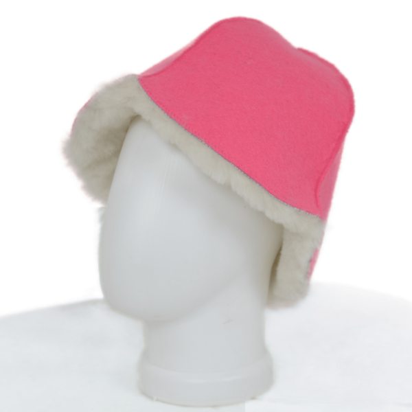 Natural sheepskin sauna hat "PINK"