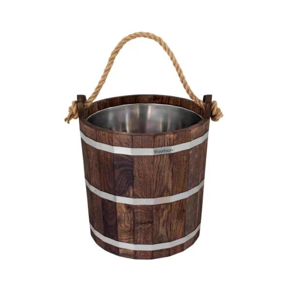 Kibiras su nerūdijančio plieno įdėklu, 20 l, tamsaus ąžuolo spalvos.